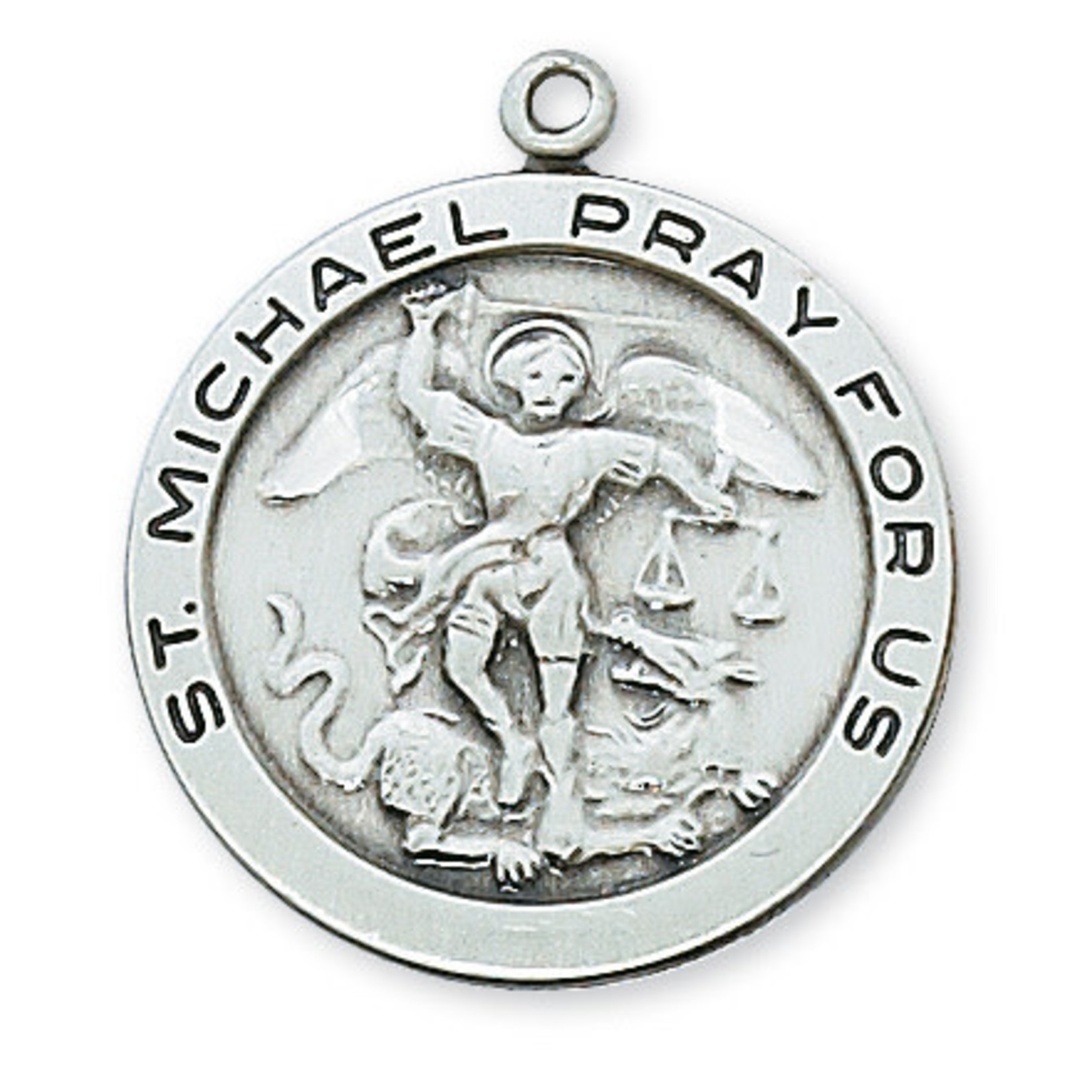 Sterling Silver St. Michael Medal w/ 24" Chain