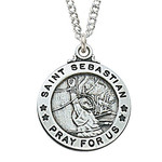 Sterling Silver St. Sebastian Medal w/ 20" Chain