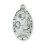 Sterling Silver St. Stephen Medal w/ 24" Chain