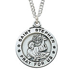 Sterling Silver St. Stephen Medal w/ 20" Chain