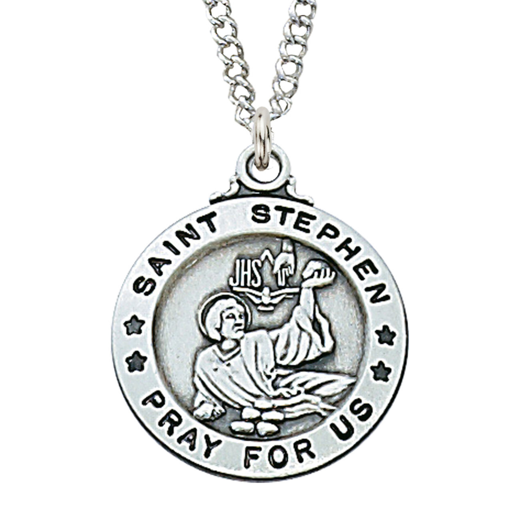 Sterling Silver St. Stephen Medal w/ 20" Chain