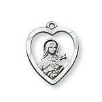 Sterling Silver St. Therese Medal in Heart
