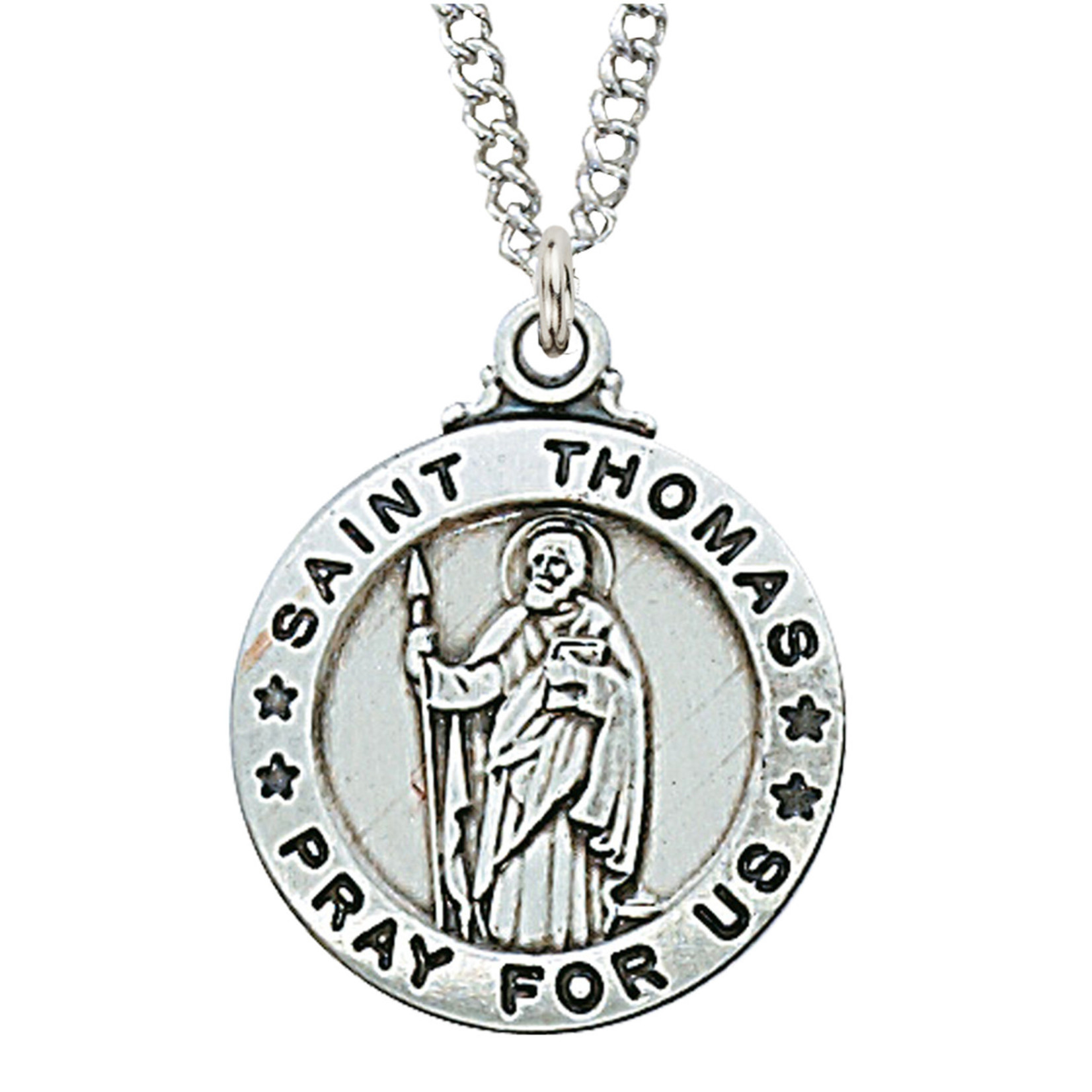 Sterling Silver St. Thomas Apostle Medal w/ 20" Chain