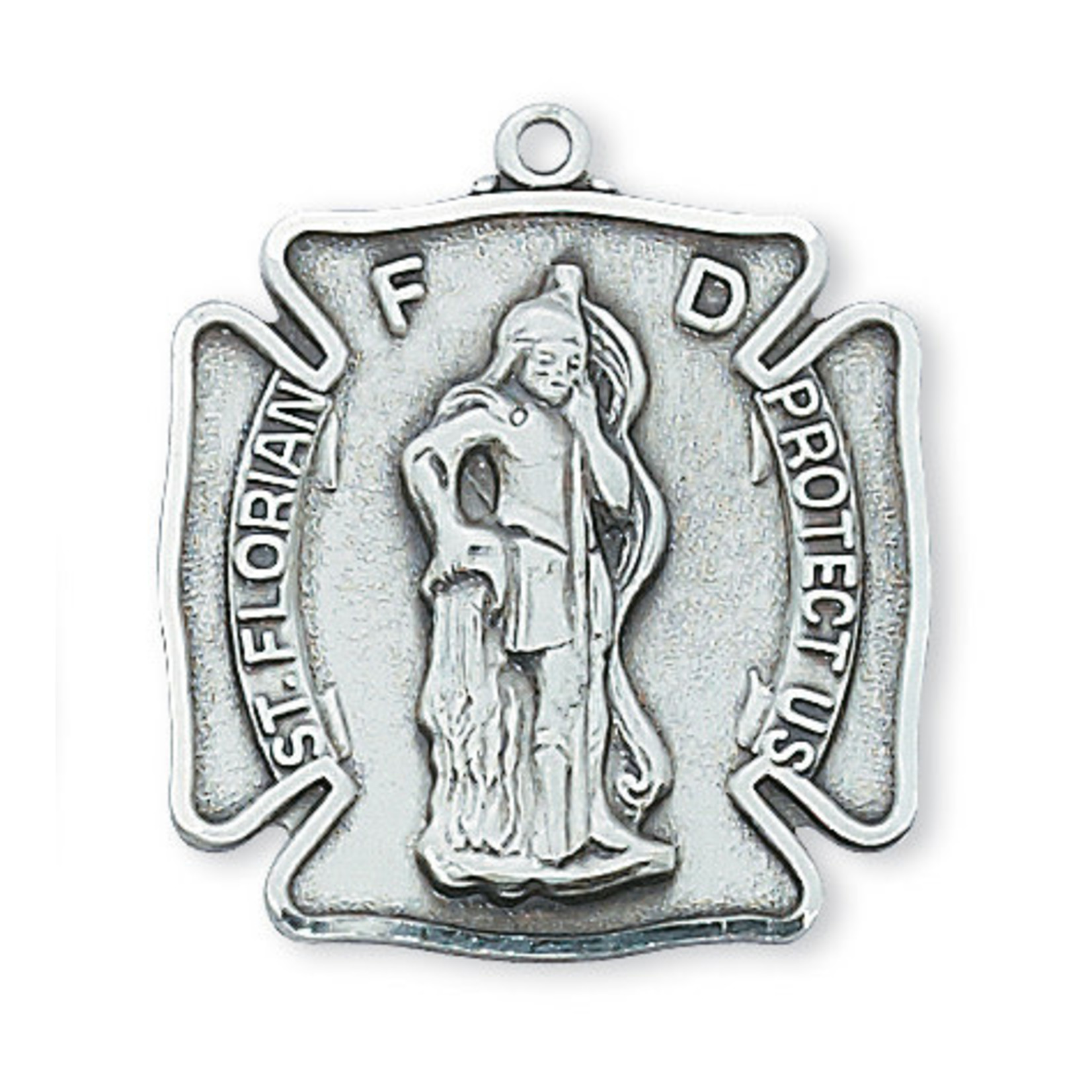 Sterling Silver St. Florian Medal w/ 24" Chain
