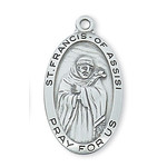 Sterling Silver St. Francis Medal w/ 24" Chain