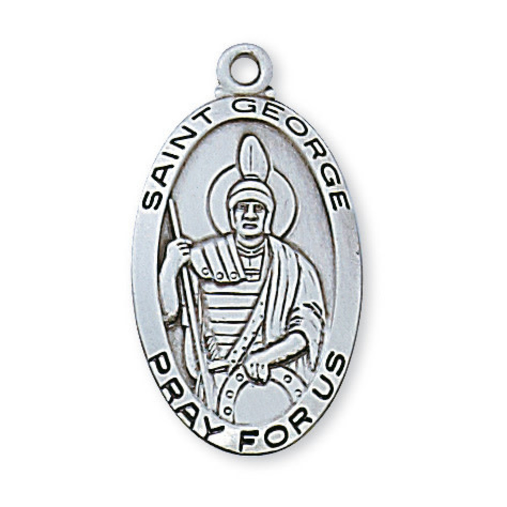 Sterling Silver St. George Medal w/ 24" Chain