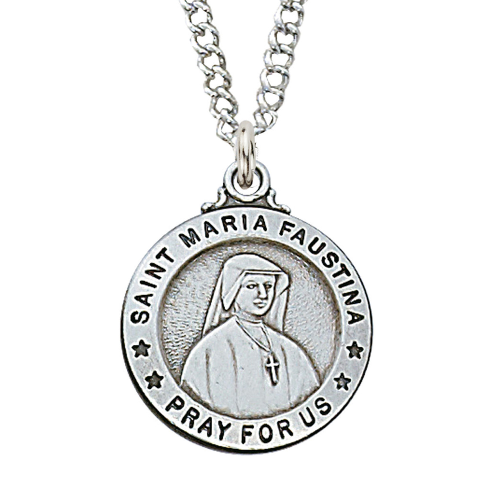 Sterling Silver St. Maria Faustina Medal w/ 20" Chain