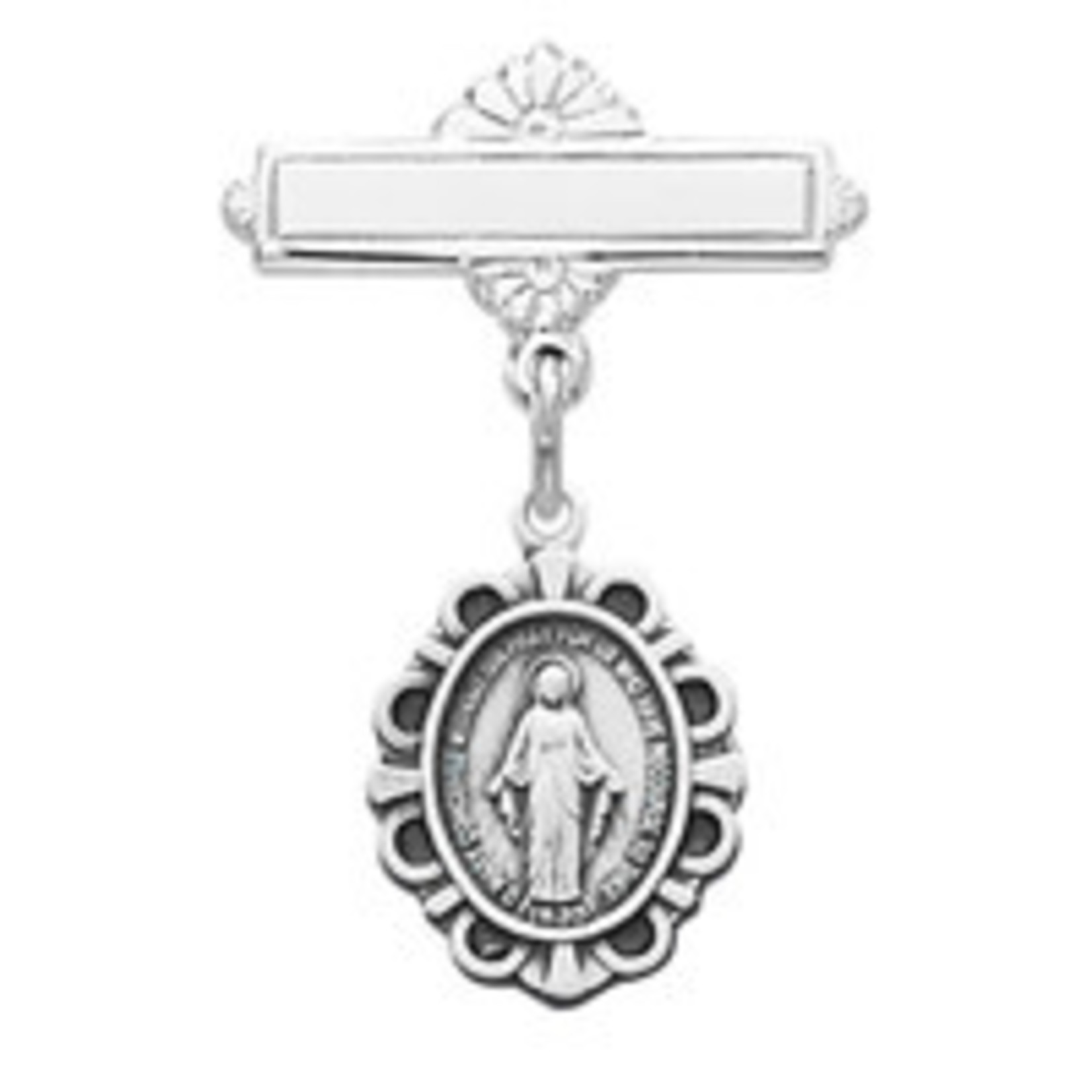 Sterling Silver Miraculous Medal Baby Pin