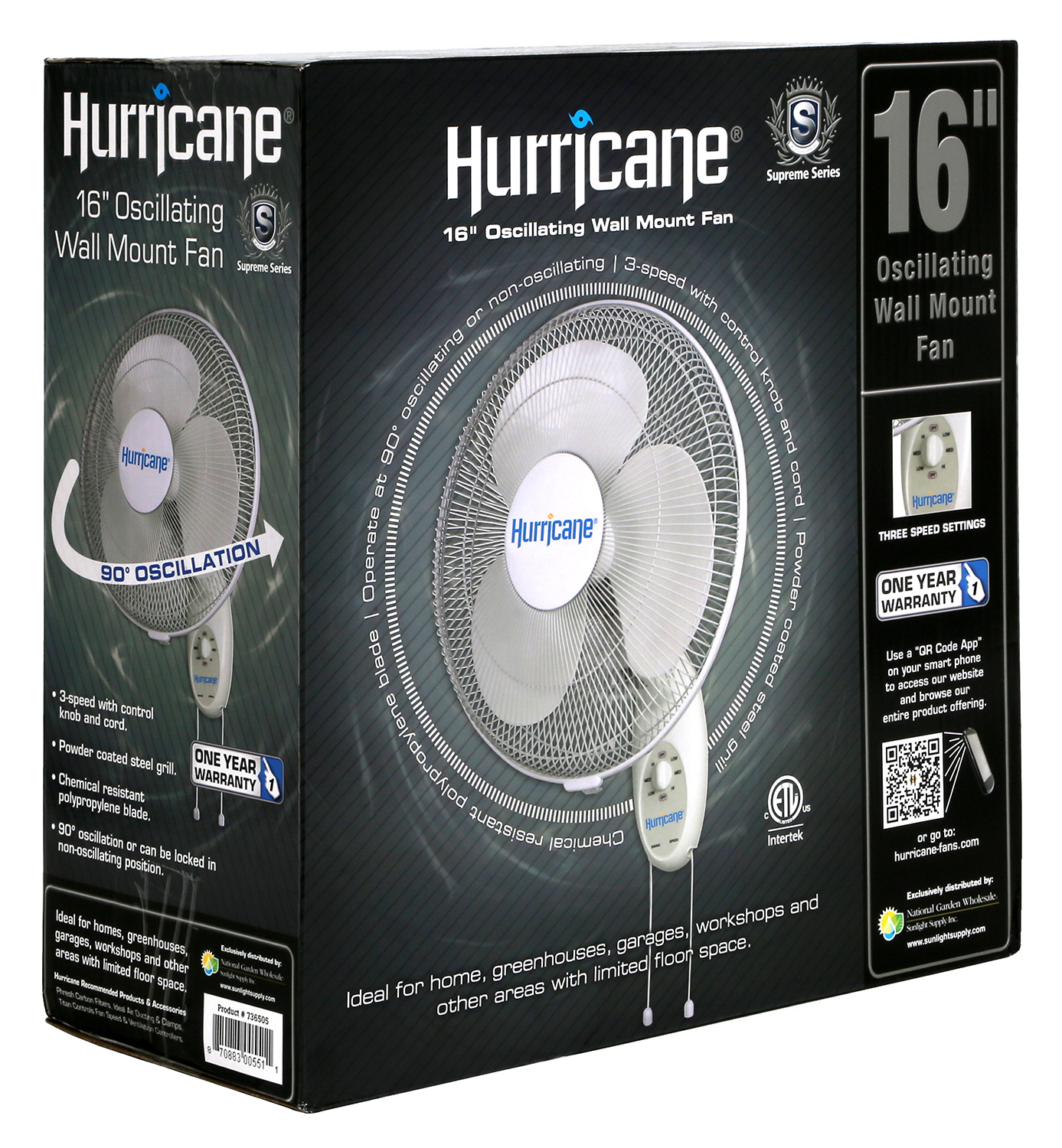 Hurricane Wall Mount Fan 16"