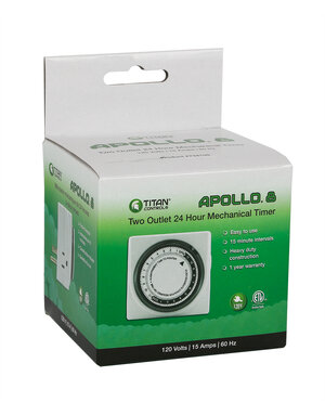 Titan Controls Grow1 120V Dual Outlet Mechanical Timer