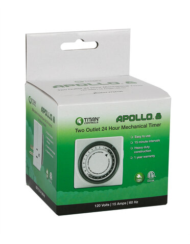 Titan Controls Grow1 120V Dual Outlet Mechanical Timer