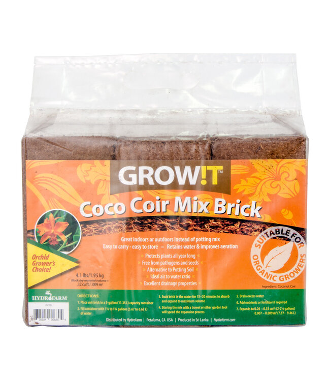 HydroFarm Grow !t Coco Coir Mix Brick 3pk