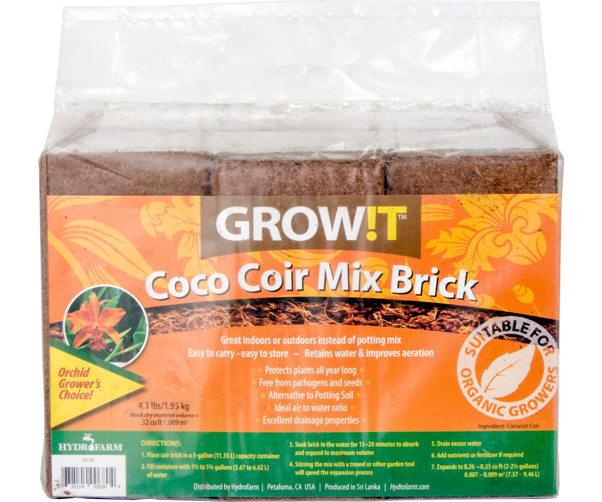 HydroFarm Grow !t Coco Coir Mix Brick 3pk