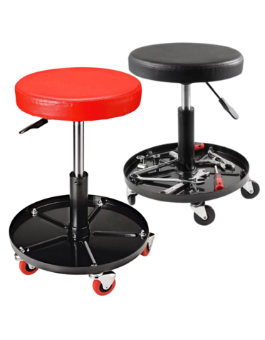 KING King Pneumatic Rolling Stool - Black