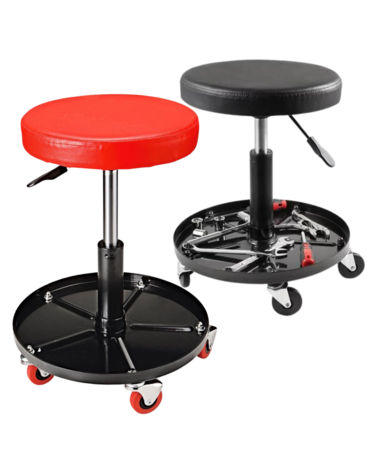 KING King Pneumatic Rolling Stool - Red