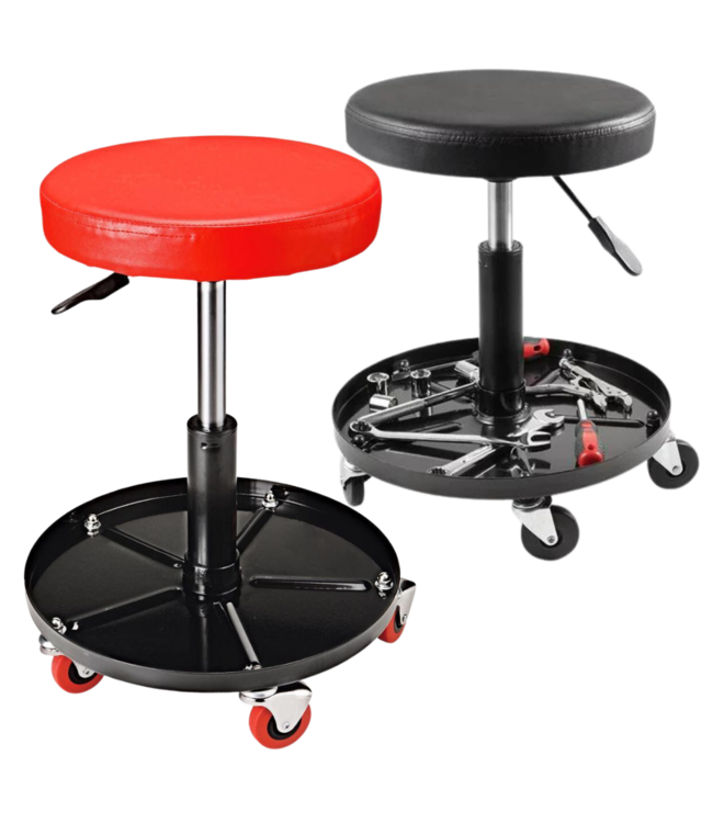 KING King Pneumatic Rolling Stool - Red