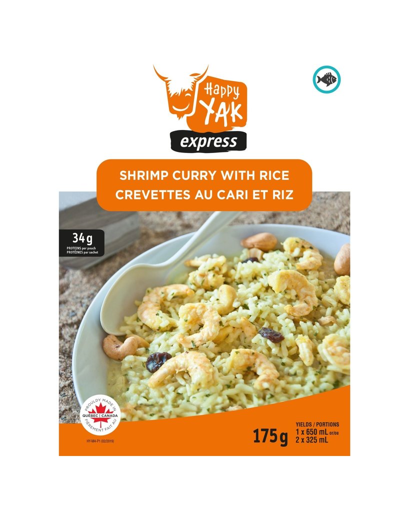 Happy Yak Crevette au Cari Et Riz 175G