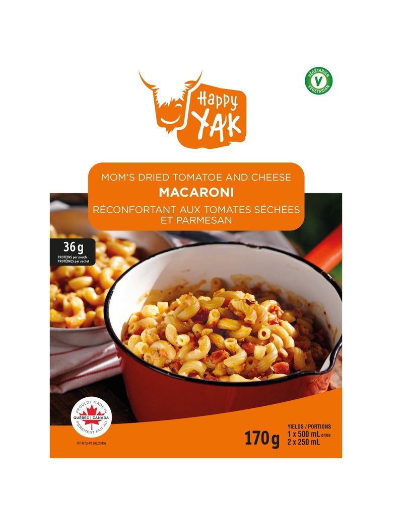 Happy Yak Macaroni Réconfortant aux Tomates Séchées Et Parmesan 170G