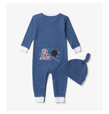 Little Blue House Pyjama Une Pièce- Ski  Bum Pour Bébé  Avec Chapeau
