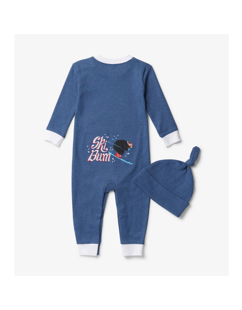 Little Blue House Pyjama Une Pièce- Ski  Bum Pour Bébé  Avec Chapeau
