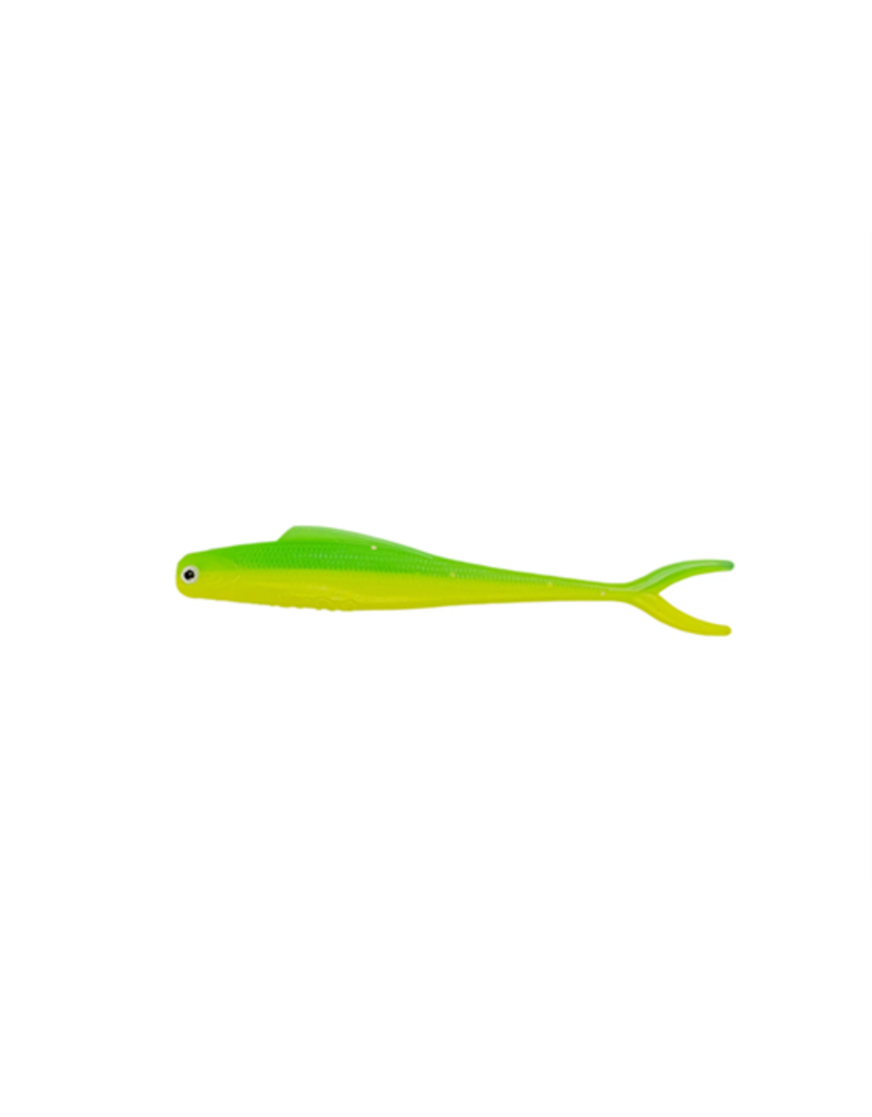 Malades de Pêche Mme. Wally V-Tail 3.5 pouces jaune/vert