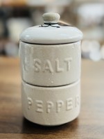 Stoneware Stackable Salt & Pepper Pots/w Lids