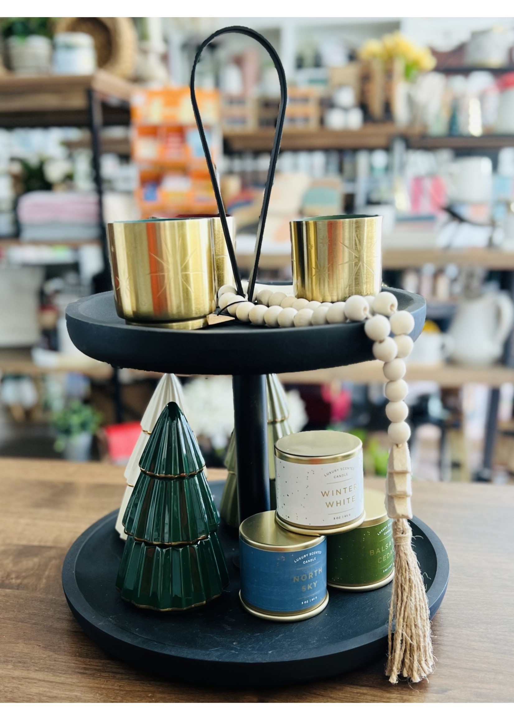 Mango Wood &Metal Tiered Tray Black