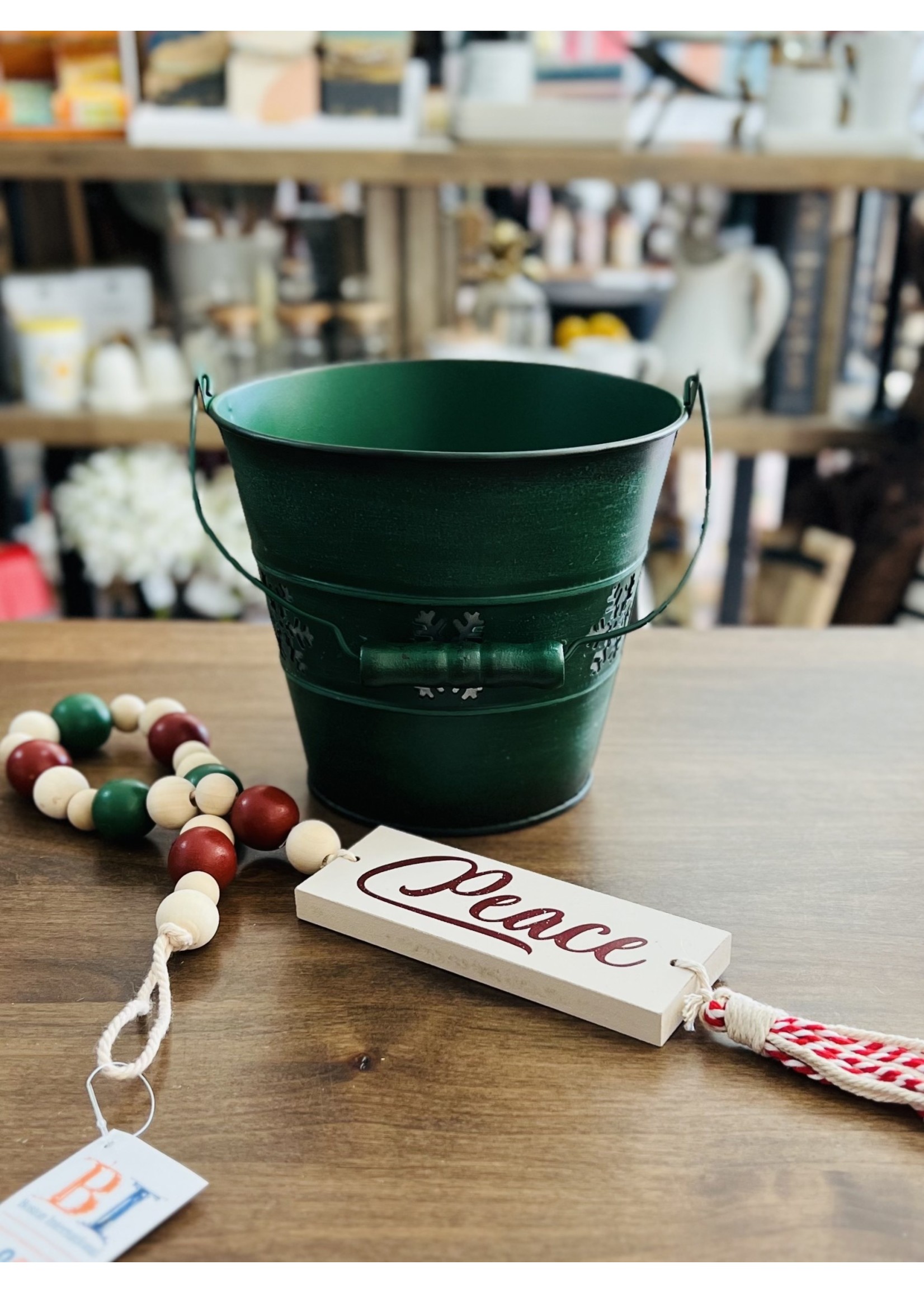 Green Snowflake Cutout Pail