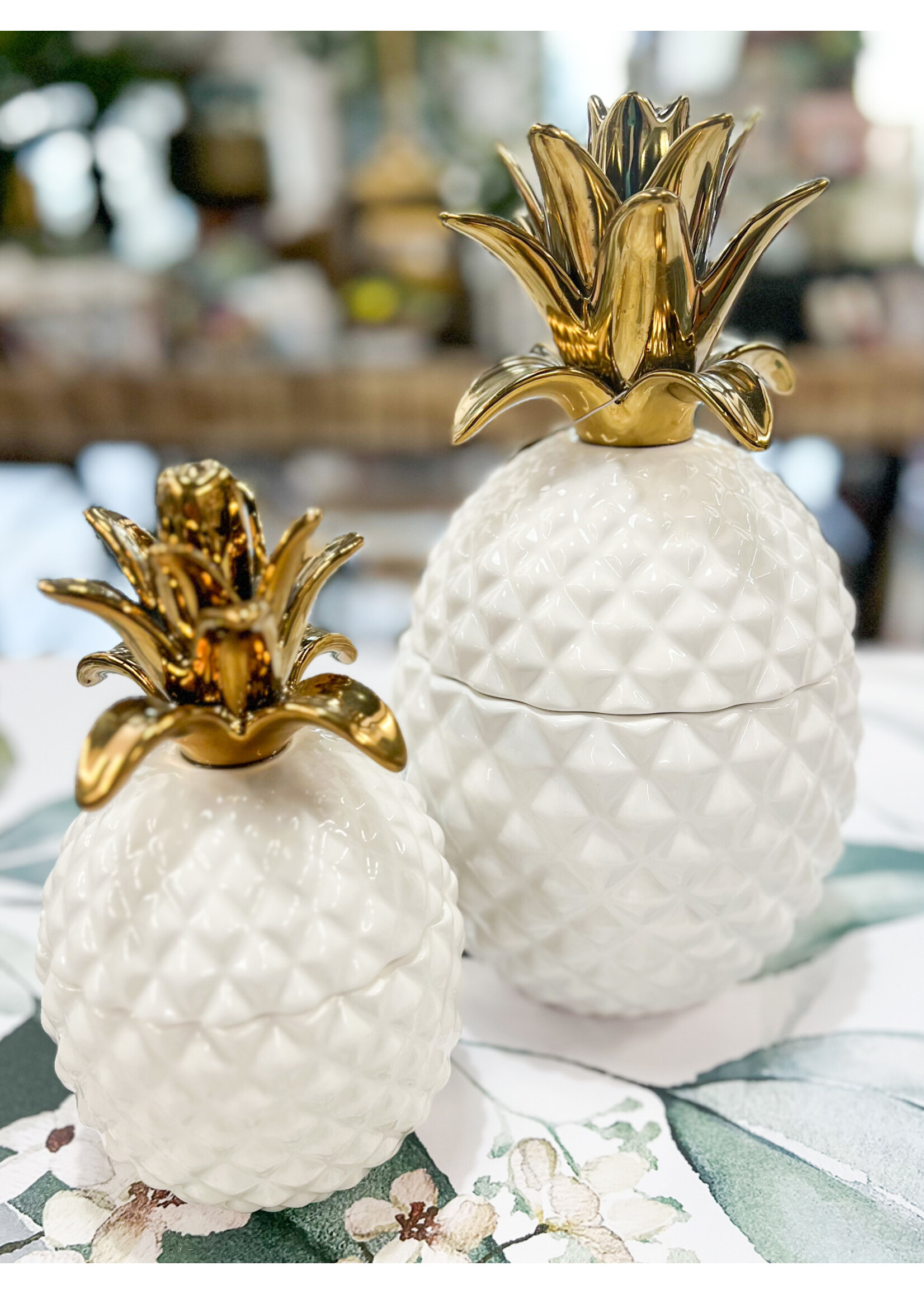 Torre & Tagus Pineapple Canister w/Gold Crown SMALL