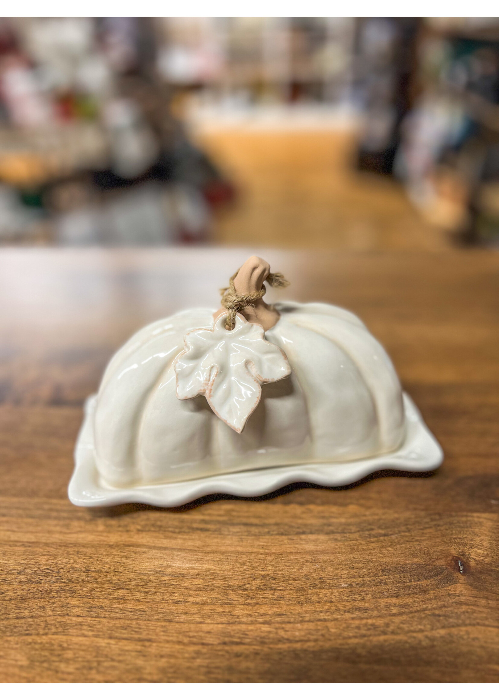 Mud Pie White Pumpkin Butter Dish