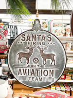 RAZ Santa's Flight School Metal Wall Ornament