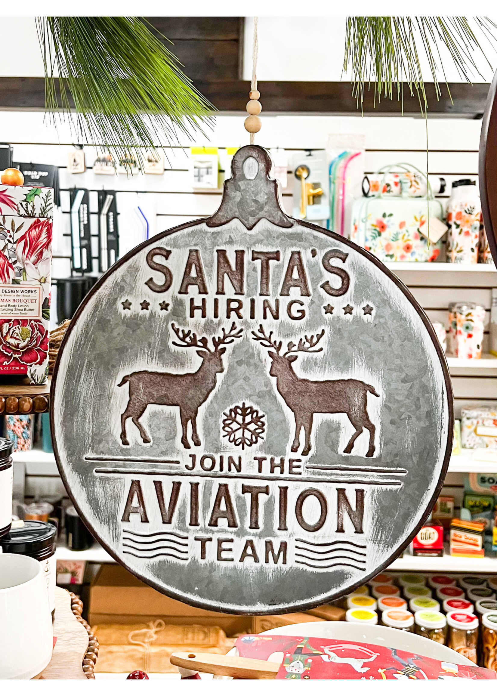 RAZ Santa's Flight School Metal Wall Ornament