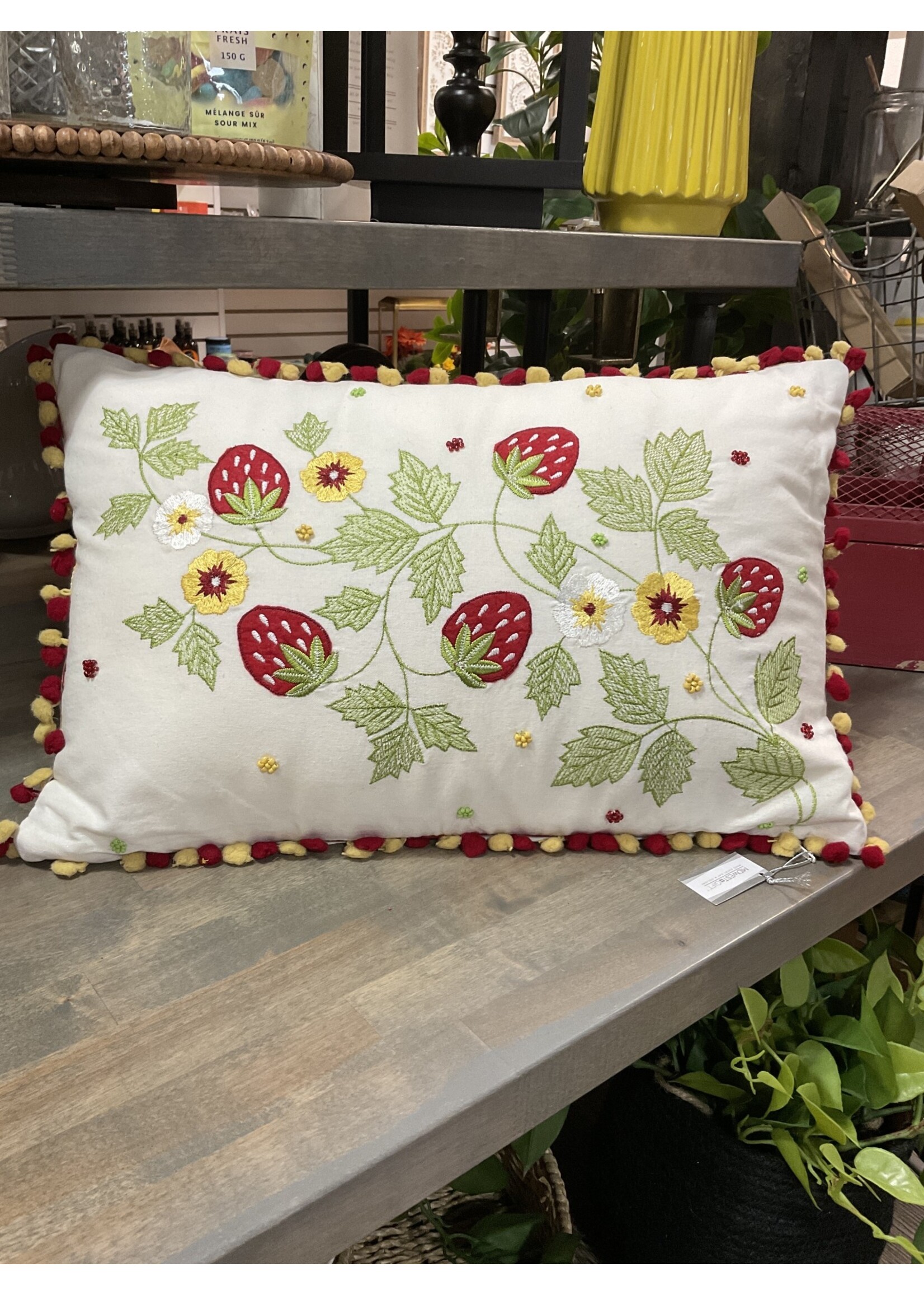 Ganz Woven Strawberry Accent Pillow