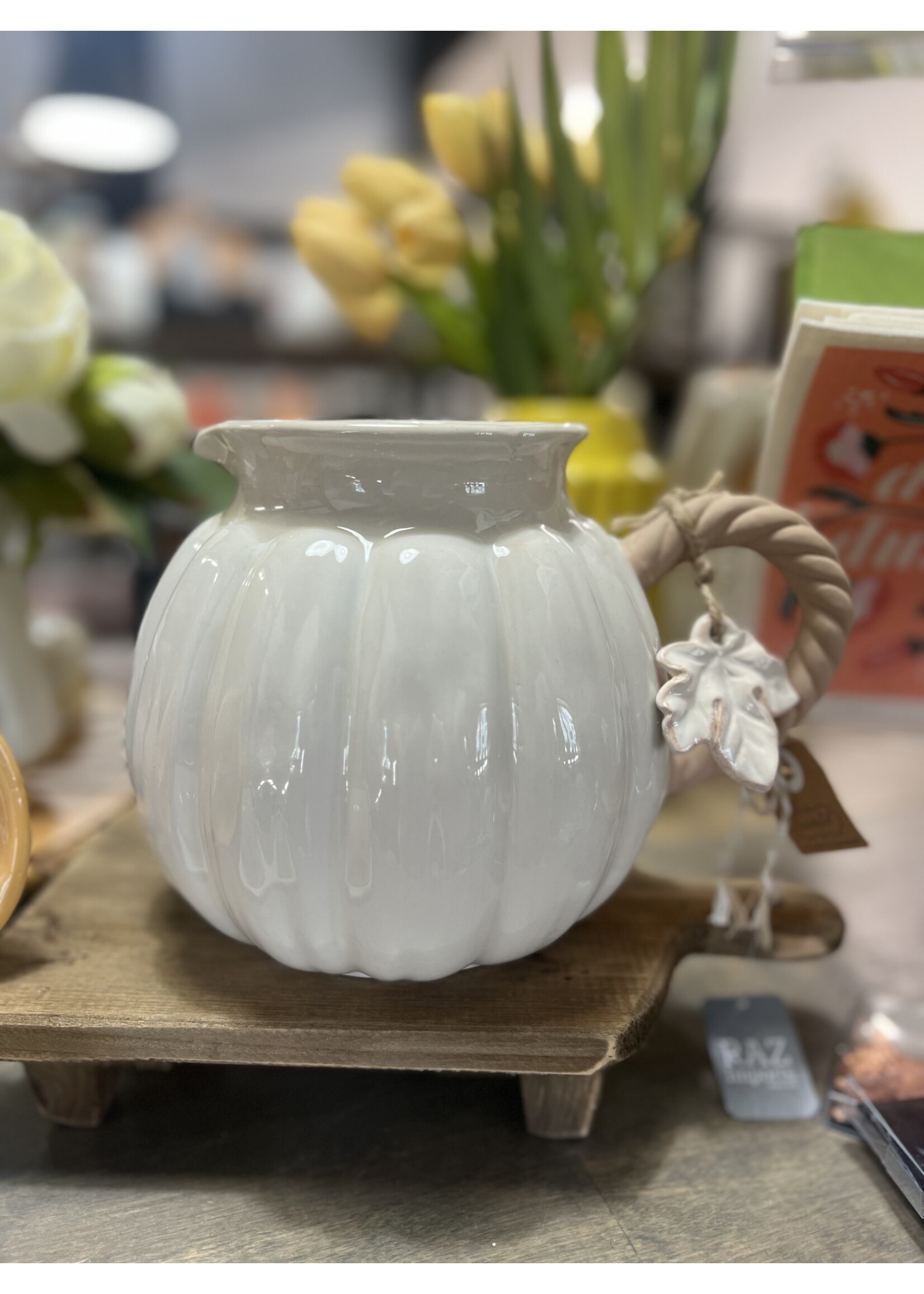 Mud Pie White Pumpkin Pitcher