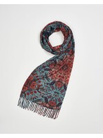 Fable England Folksy Fox Teal Scarf w/Tassles