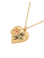 Fable England Swallow Heart Locket Chain Necklace