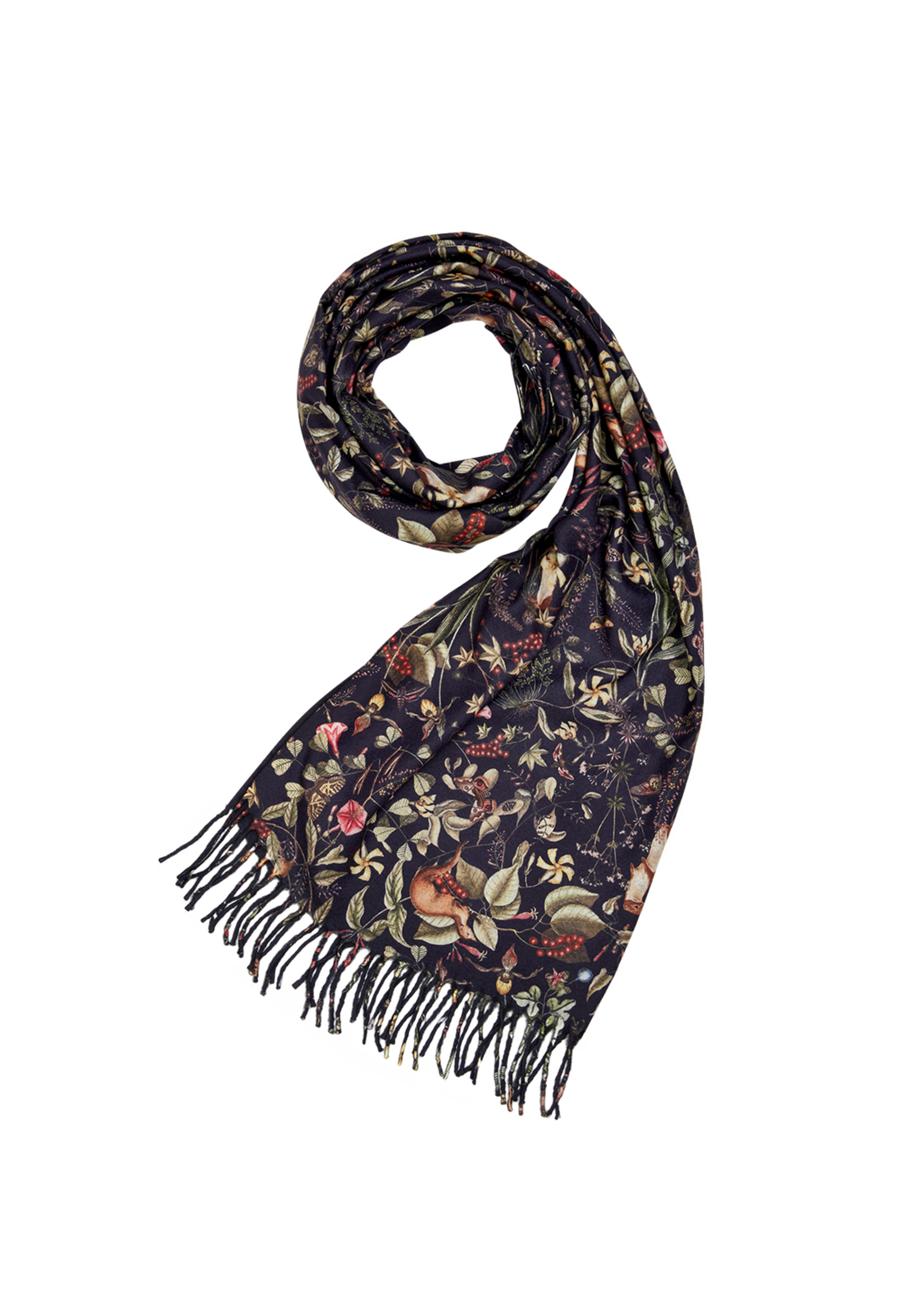 Fable England Wolf Garden Navy Scarf