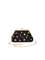 Fable England Floral Ditsy Embroidered Velvet Clutch Purse