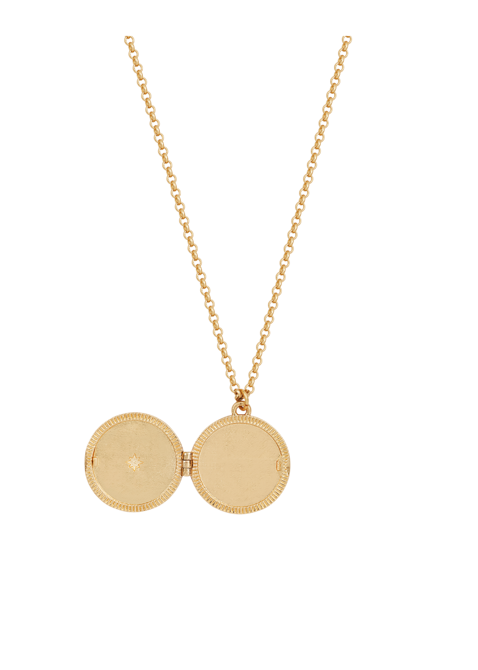 Fable England Nightshade Moon Round Gold Locket Chain Necklace