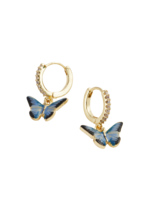 Fable England Enamel Blue Butterfly Huggie Earrings