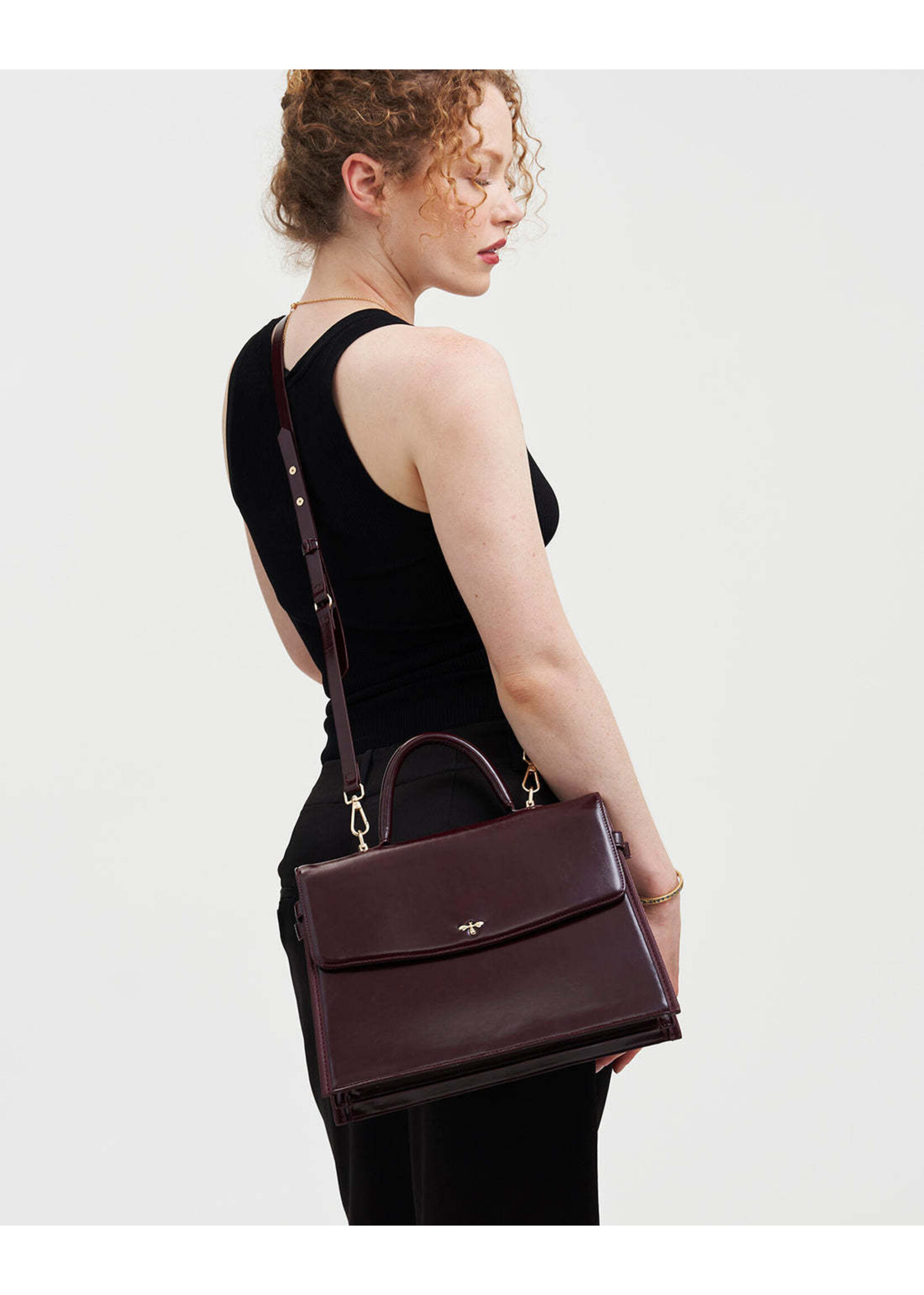 Fable England Ruby Cherry Red Structured Medium Tote