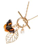 Fable England Enamel Red Admiral Charm Necklace