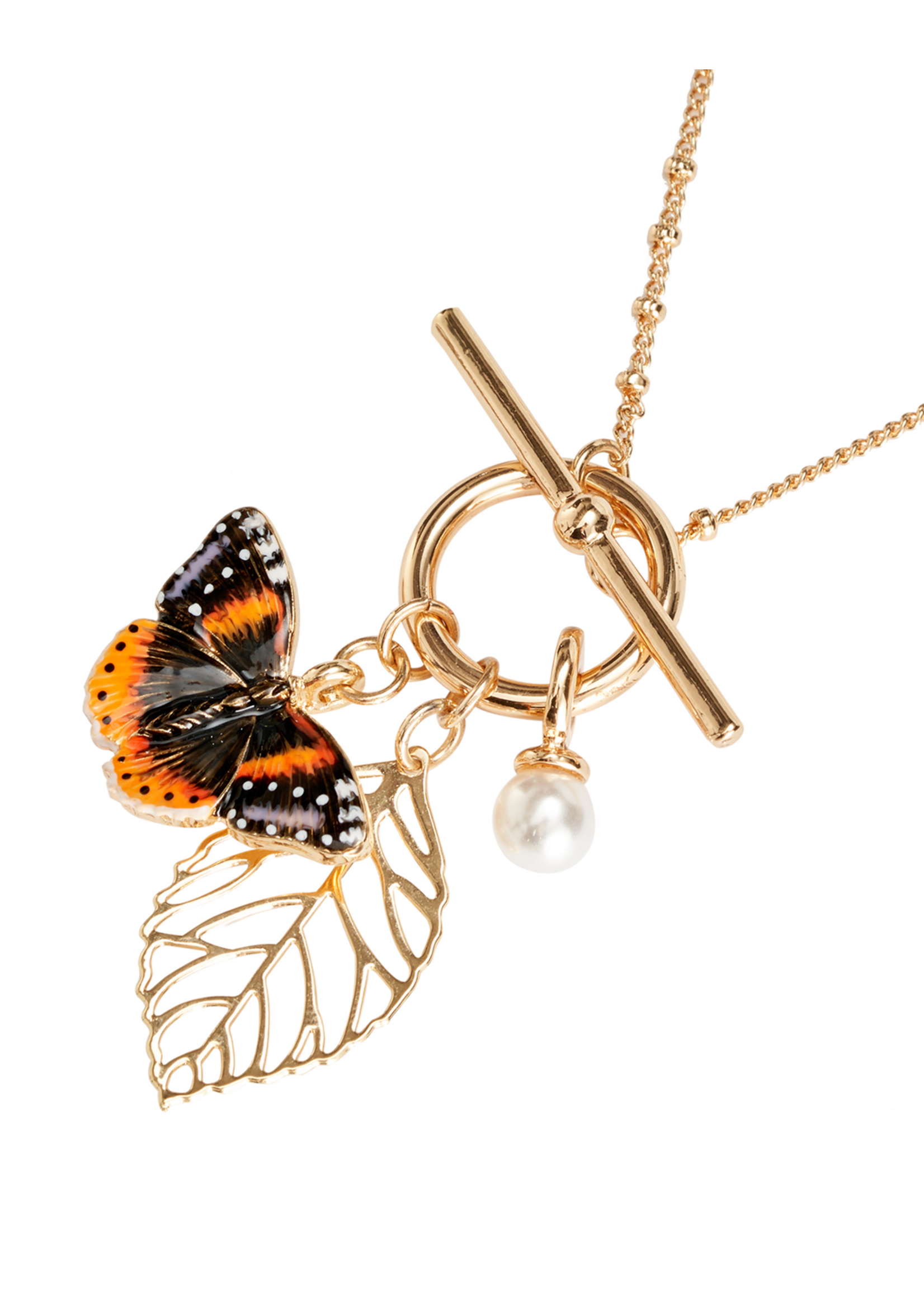 Fable England Enamel Red Admiral Charm Necklace