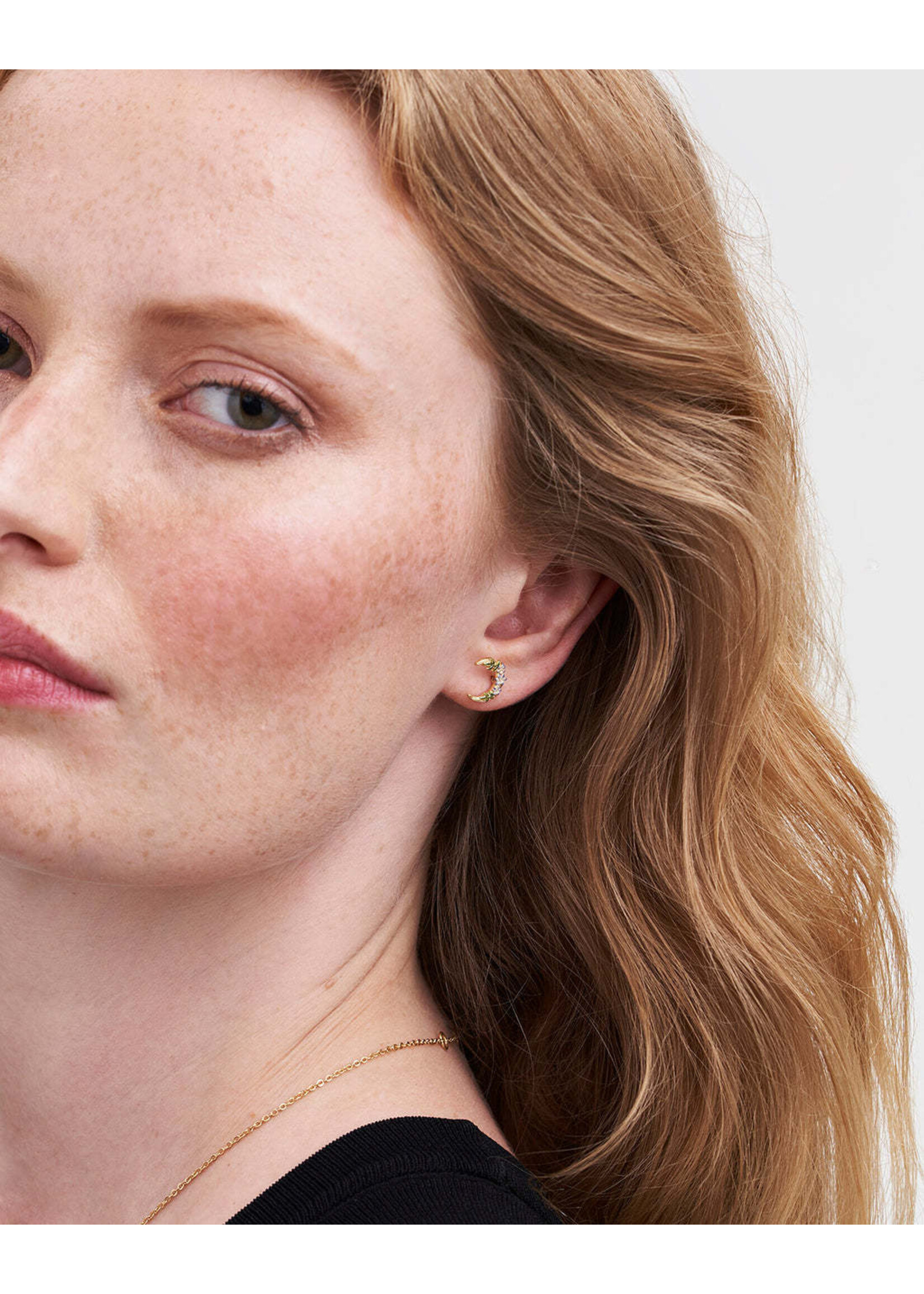 Fable England Nightshade Moon Gold Stud Earrings