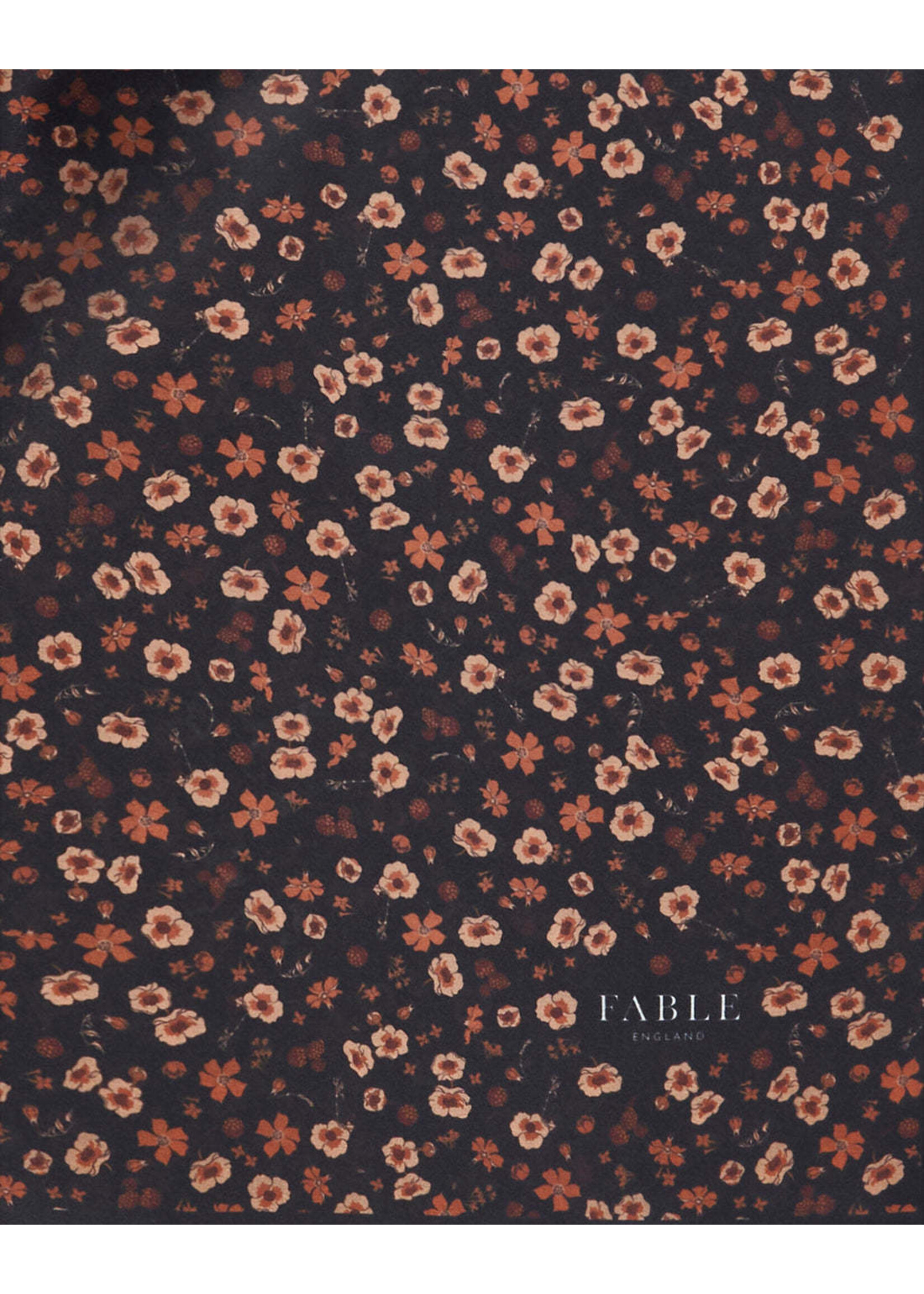 Fable England Deco Blooms Silky Lightweight Black Scarf