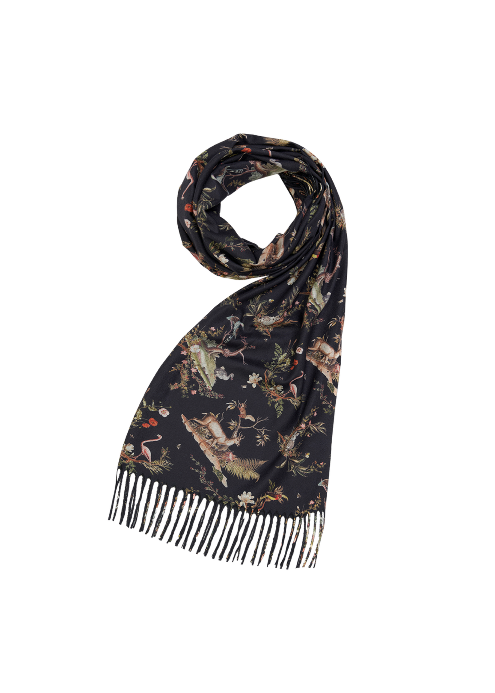 Fable England Wonderland Black Scarf With Tassles