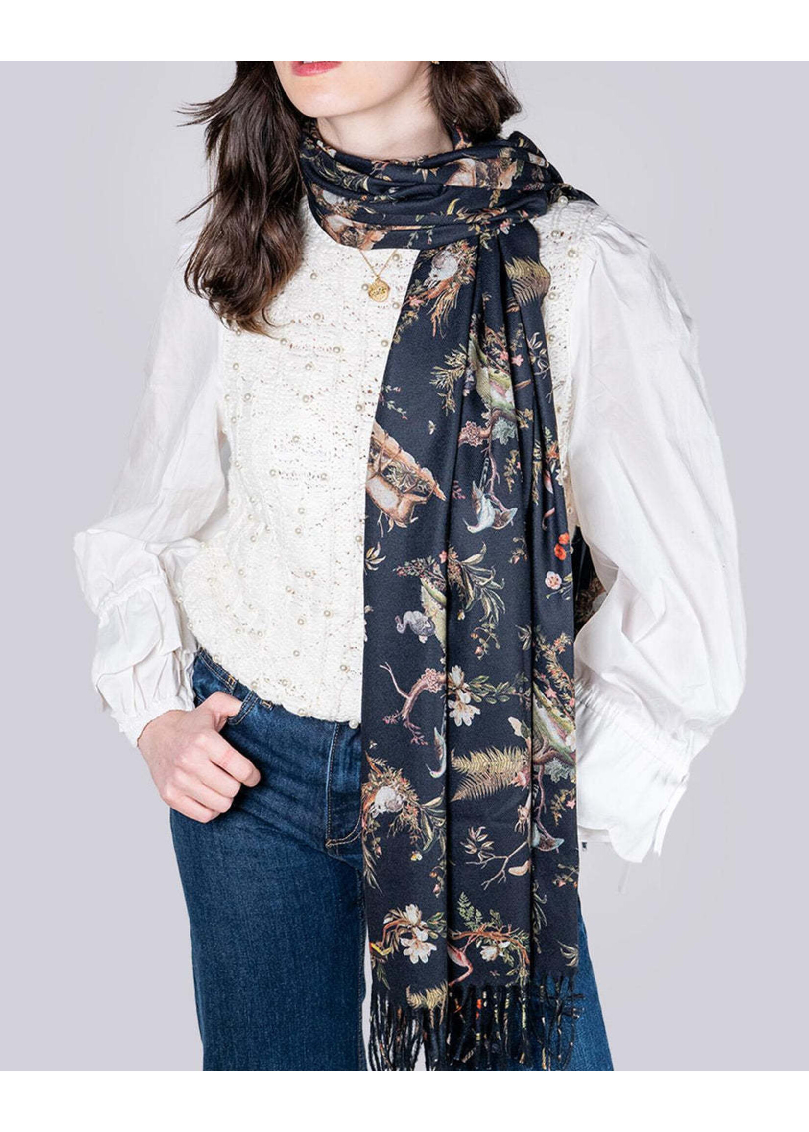 Fable England Wonderland Black Scarf With Tassles