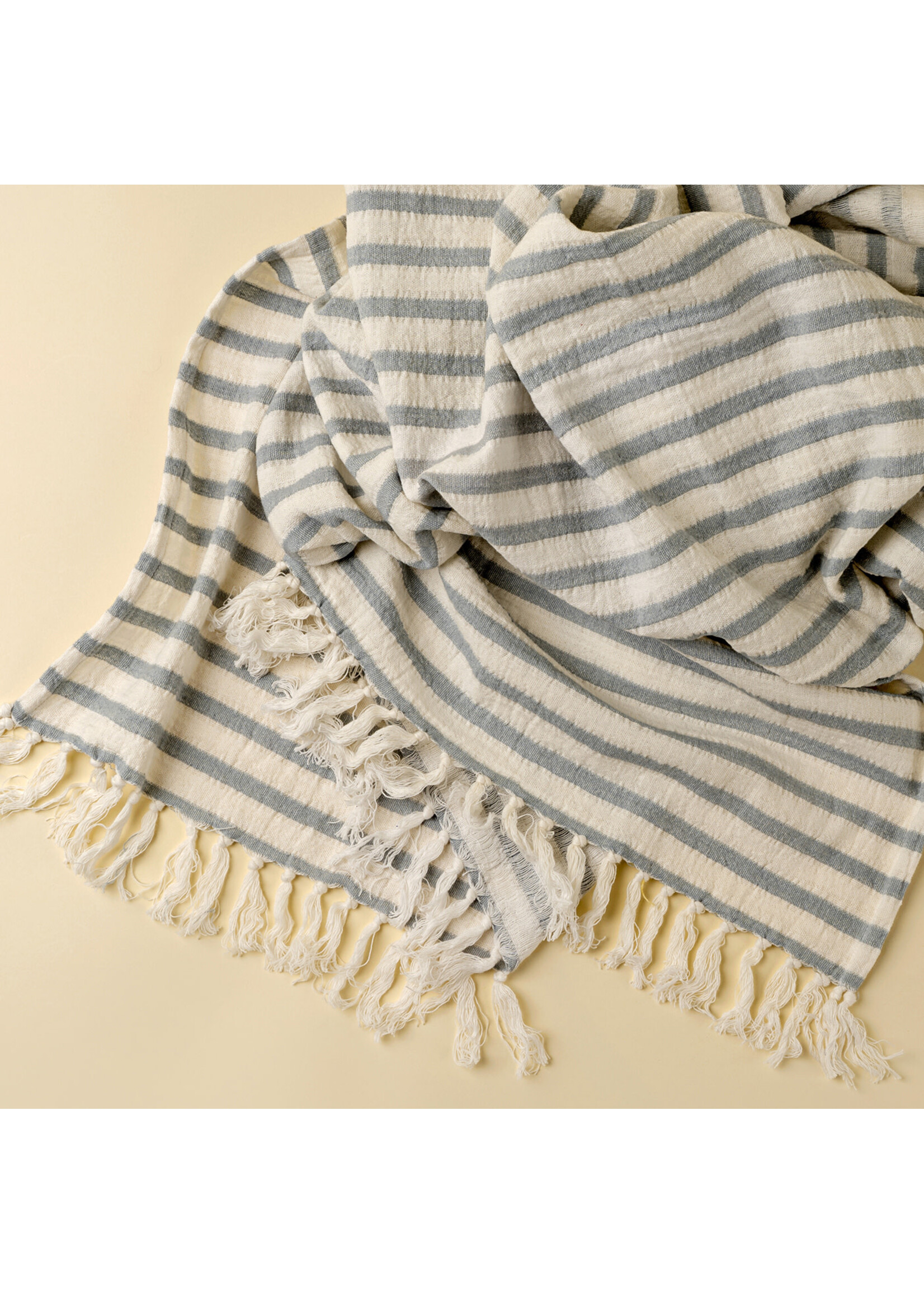 Indaba Castaway Cotton Throw, Blue