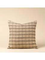 Indaba 20x20 Block Print Plaid Linen Pillow Blue