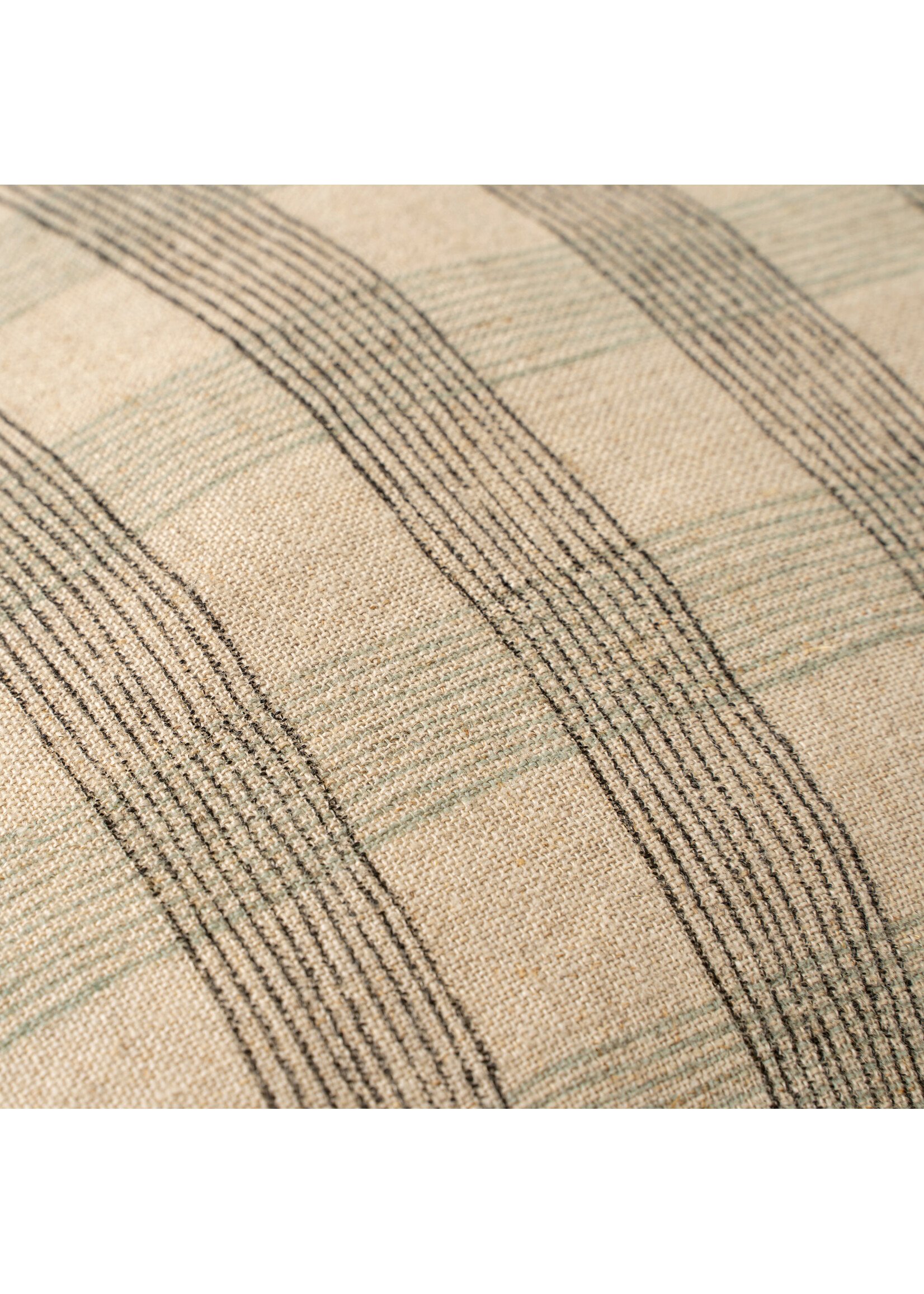 Indaba 20x20 Block Print Plaid Linen Pillow Blue